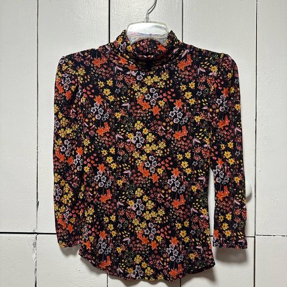 Free People Floral Turtleneck - Picture 1 of 3